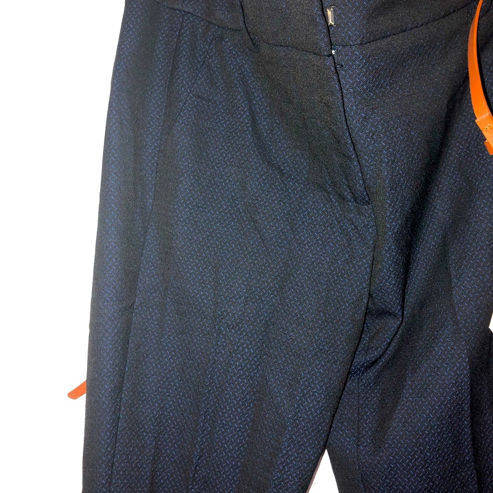 Zara navy blue diamond‎ patterned tapered leg capri slim ankle pants size 2 new